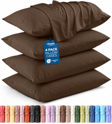 Utopia Bedding Brown 20x20 Inch Set of 4 Microfiber Pillow Covers - Soft & Fade Resistant