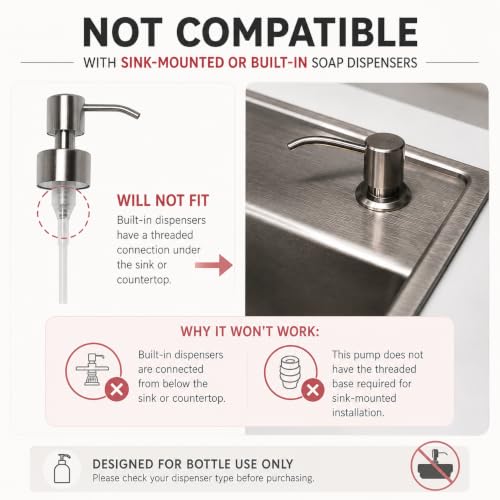 Kapitan Stainless Steel Soap Dispenser Pump Replacement, 28mm, Nickel