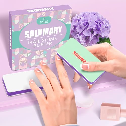 SALVMARY Nail Shine Buffer Block 2-Pack - 400/3000 Grit Nail Polisher
