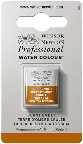 Winsor & Newton Professional Watercolor Half Pan, Burnt Umber - Transparent, Vibrant, Archival Quality