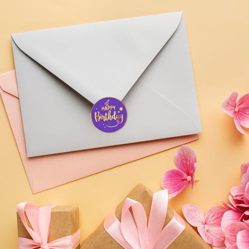 120 Gold Foil Happy Birthday Stickers - 1.5" Round Labels for Cards & Gifts
