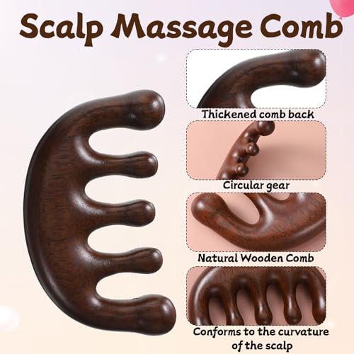 Sandalwood Massage Comb & Scalp Massager Tool with Gift Bag