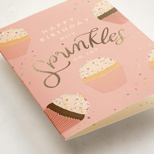 Minted Birthday Greeting Card - Sprinkles Cupcake Design, 5x7 w/ Envelope
