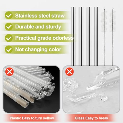 Reusable Metal Straws for Owala FreeSip Water Bottles - 6 Pack