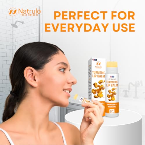 Natrulo Turmeric Lip Balm for Dark Lips – Hydrating Lemon Brightening Chapstick