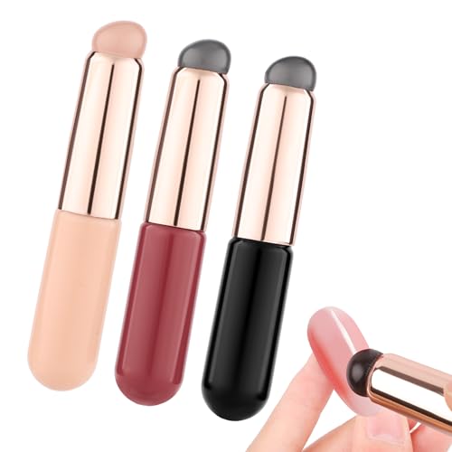 PEUTIER 3Pcs Silicone Nail Art Brushes, Reusable Gradient Jelly Head Manicure Tools