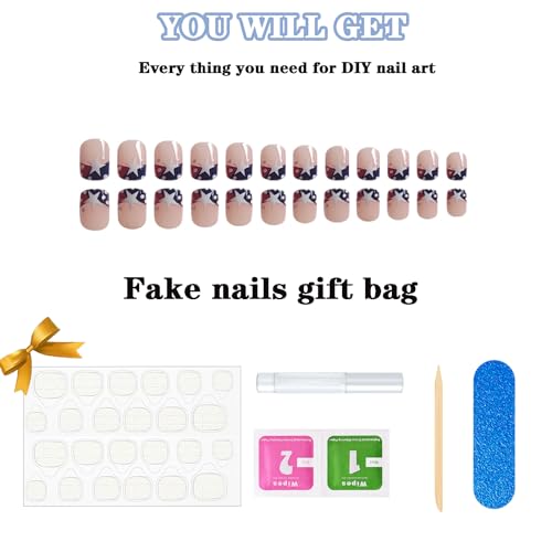 4th of July Short Square Press on Nails with Patriotic Flag Designs