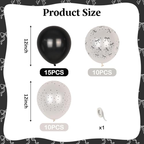 Black and White Bow Balloons Set - 35 Premium Latex Party Balloons