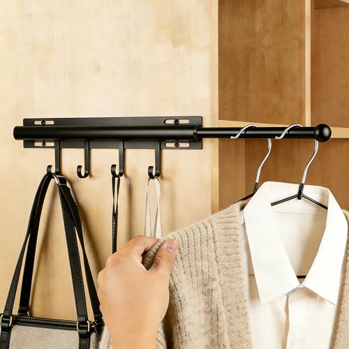 12-Inch Retractable Valet Rod for Closet - Pull-Out Wardrobe Hanging Hook