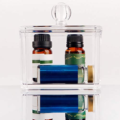 Stackable Square Acrylic Cotton Ball and Q-Tip Holder - Single Pack