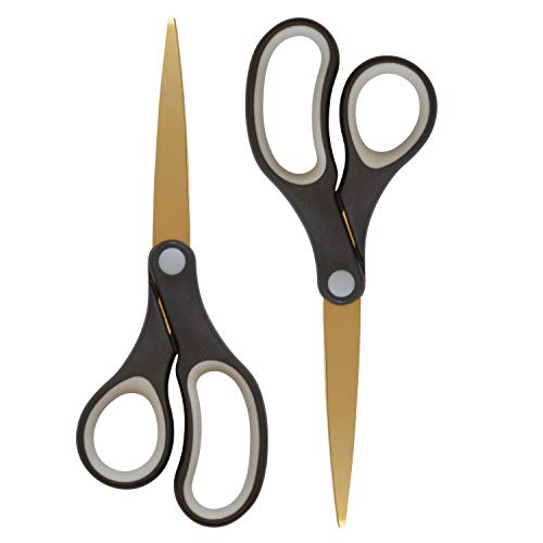 Westcott 8-Inch Titanium-Bonded Scissors 2-Pack for Office & Home, Black/Gold