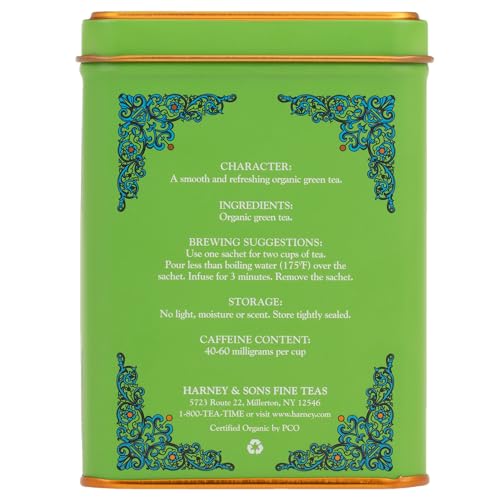 Harney & Sons Organic Supreme Green Tea, 20 Pyramid Sachets in Decorative Tin