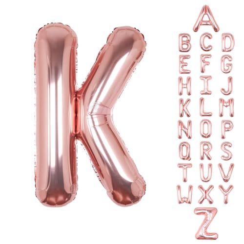 Rose Gold 40 Inch K Letter Balloon - Foil Mylar for Parties