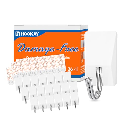 Damage-Free Wire Toggle Hooks Set with Adhesive Strips - 1 lb Capacity