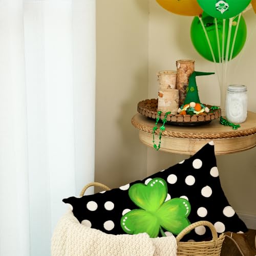 St. Patrick's Day Lumbar Pillow Cover 12x20 Inch - Green Shamrock