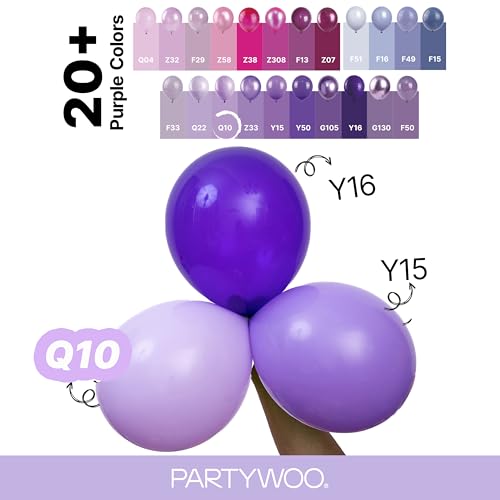 PartyWoo Lavender Balloons - 155pcs Light Purple, 5/10/12/18 inch