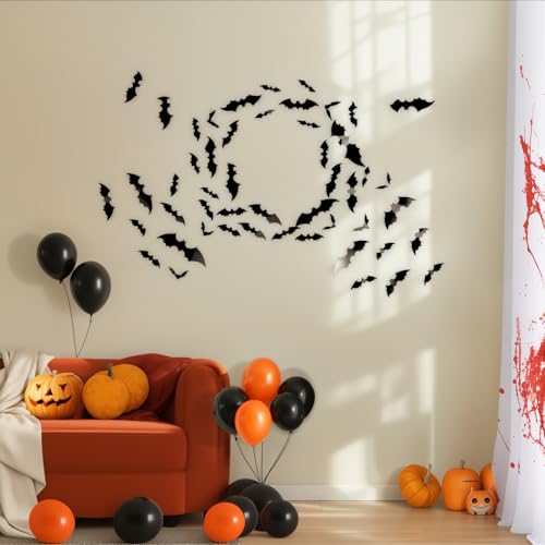 Teenitor Halloween Bat Wall Stickers - 120pcs for Indoor & Outdoor Decor