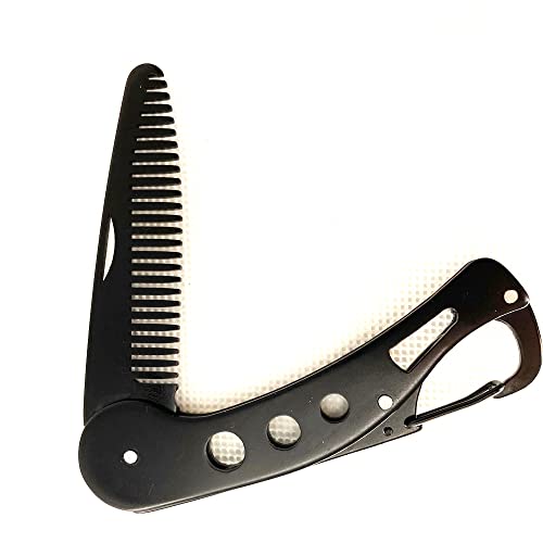 Stainless Steel Folding Beard Comb & Mustache Pocket Grooming Tool with Bottle Opener