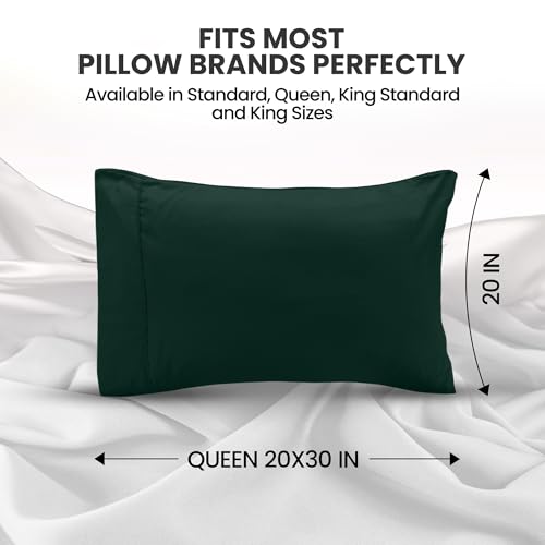 Utopia Bedding Queen Pillowcases Set of 2 - Emerald Microfiber Envelope