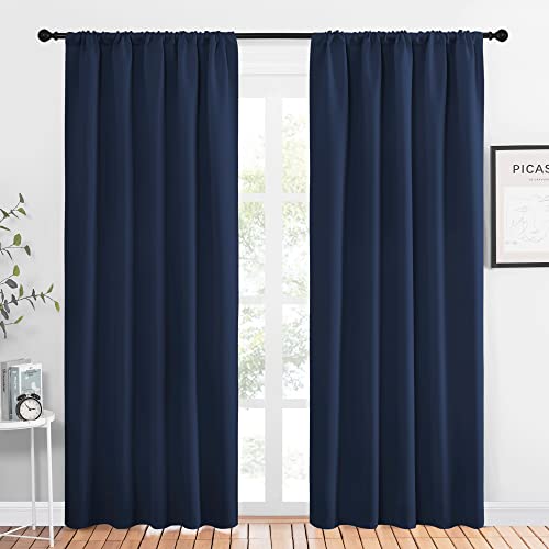 NICETOWN Navy Blackout Curtain Panels - 52x80 Inches, Pack of 2, Thermal Insulated, Noise Reducing for Living Room