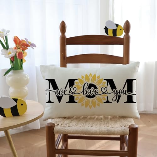 Mother's Day Sunflower Lumbar Pillow Cover 12x20 Inch Decorative Cushion
