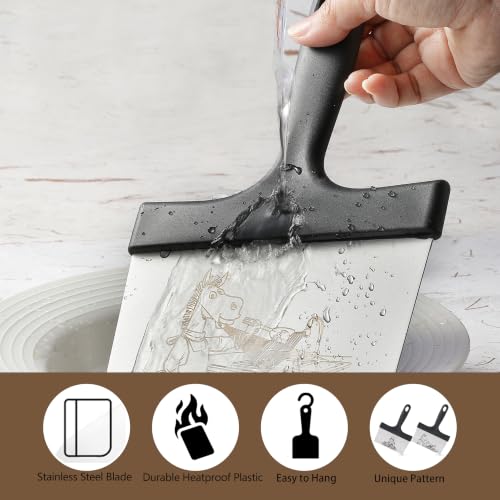 OLULU Heavy Duty Stainless Steel Griddle Scraper Set for Flat Top & Outdoor Grill