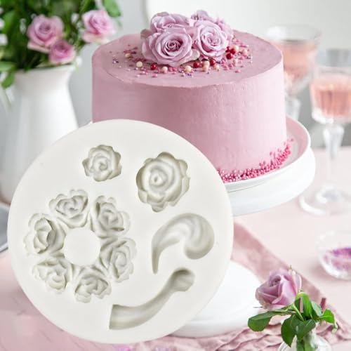 Zhuluck Rose Flower and Teapot Silicone Mold for Fondant and Cake Decorating