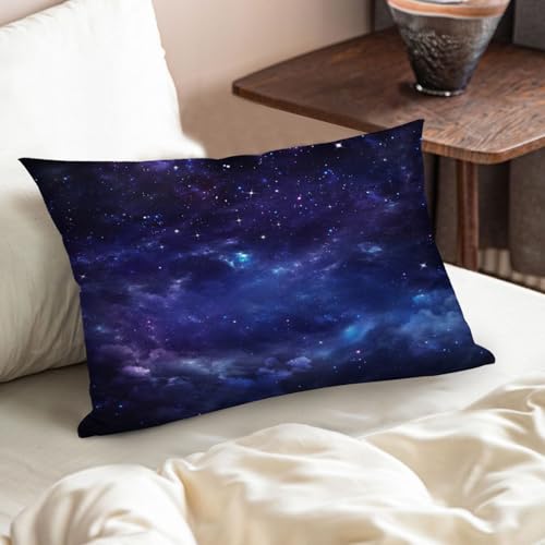 BEITUOLA Galaxy Lumbar Throw Pillow Covers, 12x20 Inch Purple Set of 2