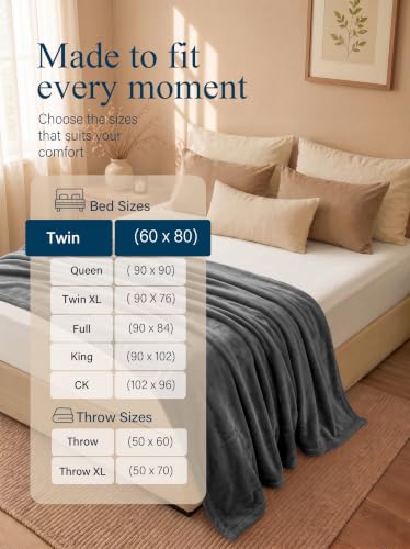 Utopia Bedding Twin Size Fleece Bed Blanket - Grey, 60x80 Inches, Ultra Soft
