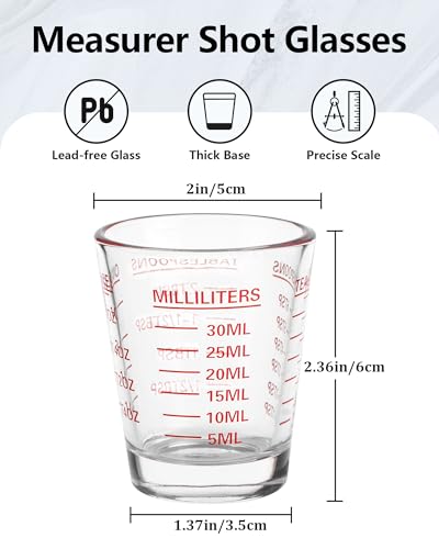 JUXINGDAZYF 2 Pack Red Measuring Shot Glasses for Espresso & Liquids