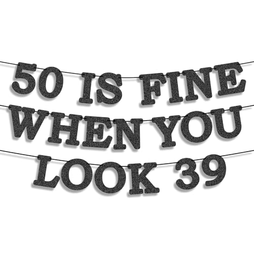 50th Birthday Banner - Pre-Assembled Glitter Wall Decor