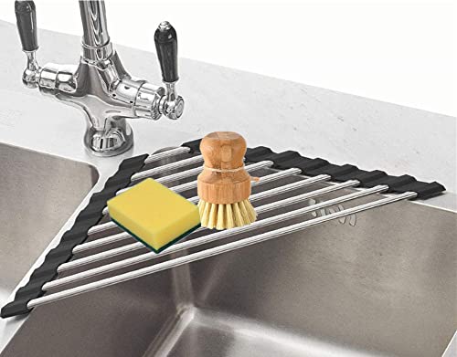 Triangle Dish Drying Rack - Roll-Up Stainless Steel Sink Drainer