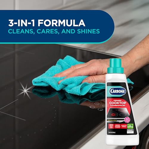 Carbona Ceramic Cooktop Cleaner - Non-Abrasive Grease Remover, 16.8 Fl Oz