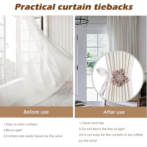 SRG Sunflower Khaki Curtain Tiebacks 4 Pack Handmade Fabric Holdbacks for Drapes & Windows