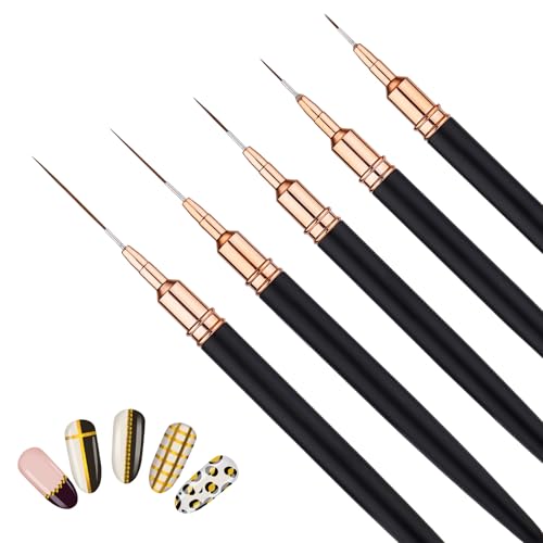 Gosknor 5pcs Nail Art Liner Brushes Set - Fine Detail Drawing Tools