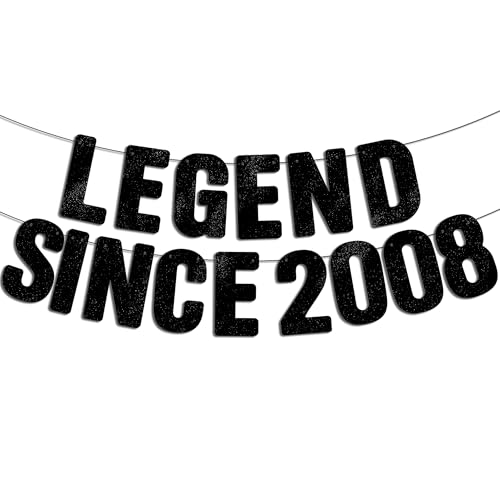 Happy 18th Birthday Banner - Pre-Strung Black Glitter Decor