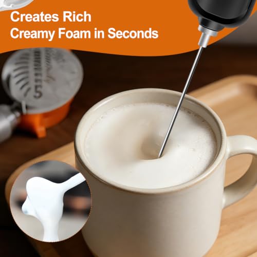 Battery Operated Handheld Milk Frother with Stand & Hook