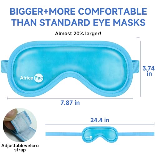 AiricePac Reusable Gel Cold Eye Mask for Puffy Eyes, Migraines and Dark Circles