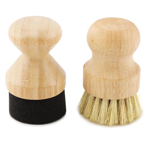 Cutting Board Oil Applicator and Scrub Brush Set - 2pc Bamboo Kitchen Kit