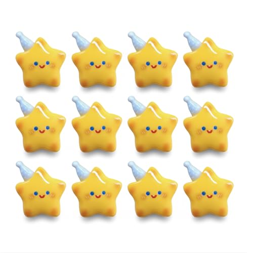 SGKXU 12 Pcs Cute Star Fridge Magnets - 3D Smiley Face Design