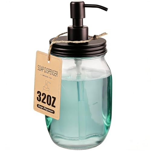 Amolliar 32oz Mason Jar Liquid Soap Dispenser Bronze Wide Mouth Refillable