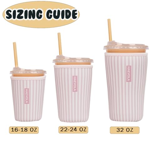 Reusable Insulated Neoprene Iced Coffee Cup Sleeve - Pink Stripes