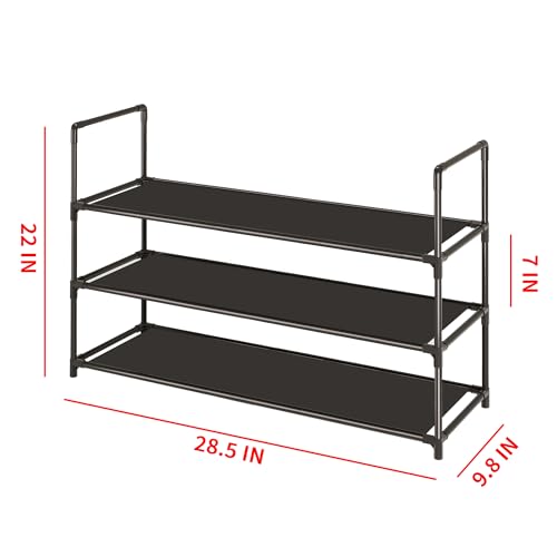 Vockot 3-Tier Stackable Shoe Rack, 28.5" Wide Metal Storage Organizer
