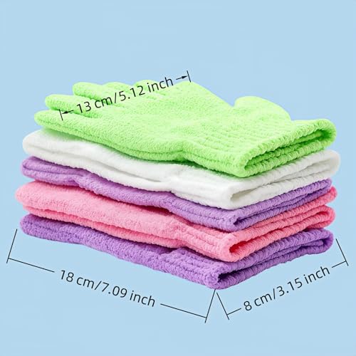Geettcaifu Exfoliating Bath Gloves 4 Pairs, Double-Sided Nylon Body Scrubber