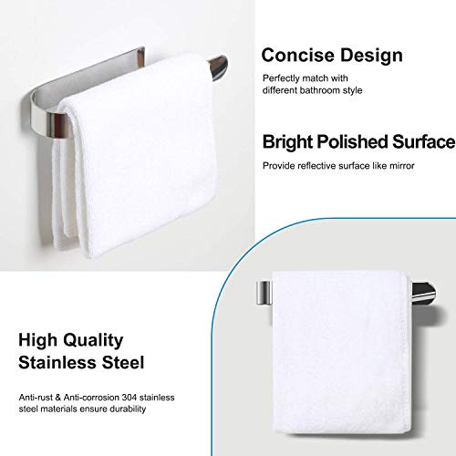 HouseAid Self-Adhesive Hand Towel Holder - Polished Chrome, No Drilling, Stainless Steel Bathroom Accessory