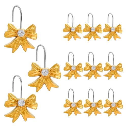 Cute Bow Knot Shower Curtain Hooks - 12PC Rust-Resistant Bathroom Decor