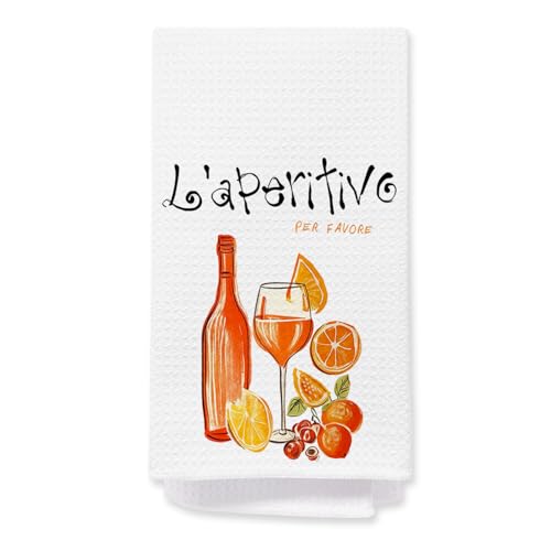 Aperol Spritz Kitchen Towels - Decorative 16x24 Inch Hand Towels for Cocktail Lovers