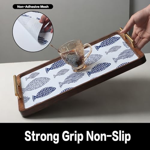 Terravue Non-Slip Shelf Liner - Blue Fish Pattern, 11.8" x 118.1"