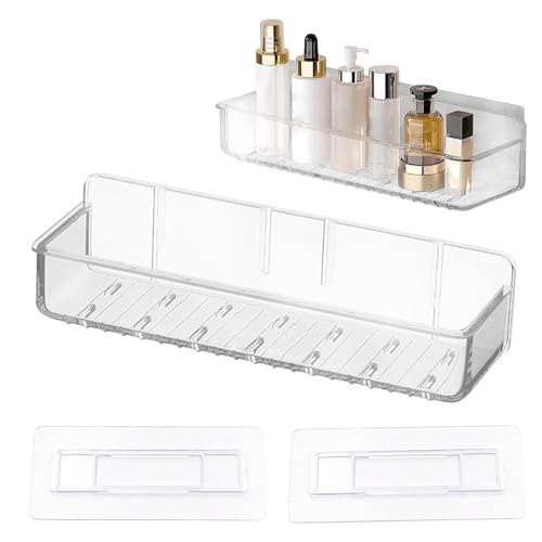 Pilarmuture Transparent Acrylic Shower Caddy - Wall Mounted Floating Shelf