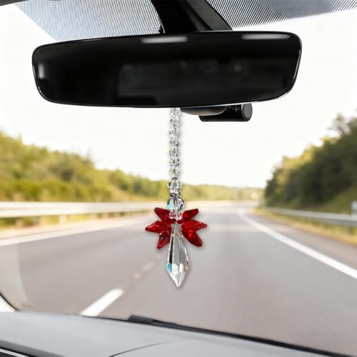 Angel Crystal Car Hanging Ornament - Rhinestone Rearview Mirror Charm